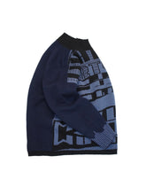 画像をギャラリービューアに読み込む, 80-90'S "MAILLAPARTY" LOGO JACQUARD MOCK NECK KNIT SWEATER by M+FG