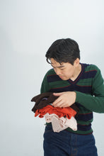 画像をギャラリービューアに読み込む, 80'S "DUNHILL" V-NECK STRIPE CASHMERE KNIT