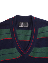 画像をギャラリービューアに読み込む, 80'S "DUNHILL" V-NECK STRIPE CASHMERE KNIT