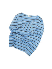 画像をギャラリービューアに読み込む, 80-90's "VALENTINO UOMO" NECK SIDE BUTTON STRIPE TEE