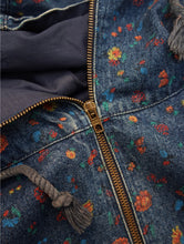 画像をギャラリービューアに読み込む, 80'S UNKNOWN FLOWER PATTERN ZIP UP DENIM JACKET