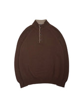 画像をギャラリービューアに読み込む, 90'S "HORN" HALF-BUTTON HIGH NECK CASHMERE KNIT SWEATER