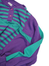 画像をギャラリービューアに読み込む, 80'S UNKNOWN STRIPE DESIGN HENRY NECK SWEATSHIRT