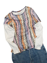 Load image into Gallery viewer, 90'S "MISSONI" MULTI ZIGZAG STRIPE MESH TEE