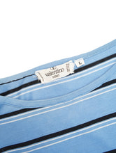 画像をギャラリービューアに読み込む, 80-90's "VALENTINO UOMO" NECK SIDE BUTTON STRIPE TEE