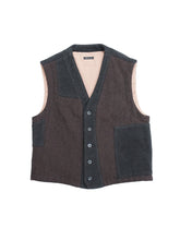 画像をギャラリービューアに読み込む, 80〜90'S "EMPORIO ARMANI" PATCH WORK DESIGN WOOL VEST