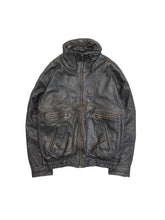 Load image into Gallery viewer, 80-90'S UNKNOWN EURO HIGH NECK LEATHER BOMBER JACKET

