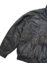 Load image into Gallery viewer, 80-90'S UNKNOWN EURO HIGH NECK LEATHER BOMBER JACKET
