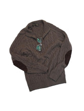 画像をギャラリービューアに読み込む, 90'S "DOMINIQUE FRANCE" CASHMERE HIGH NECK HALF ZIP ELBOW PATCH KNIT SWEATER

