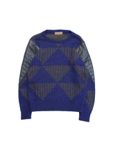 画像をギャラリービューアに読み込む, 70'S "ISSEY MIYAKE" JACQUARD LEATHER PATCH KNIT SWEATER
