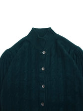 Load image into Gallery viewer, 90&#39;S &quot;VALDI FIRENZE&quot; CASHMERE PUFF SHOULDER CABLE CARDIGAN
