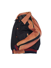 画像をギャラリービューアに読み込む, 80-90'S "BOZO" LEATHER SWITCHING COLLARED AWARD JACKET
