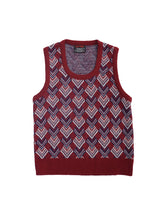 画像をギャラリービューアに読み込む, 70&#39;S &quot;CAMPUS&quot; GEOMETRIC PATTERN ACRYLIC KNIT VEST
