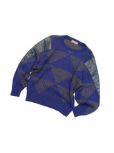 画像をギャラリービューアに読み込む, 70'S "ISSEY MIYAKE" JACQUARD LEATHER PATCH KNIT SWEATER

