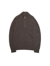 画像をギャラリービューアに読み込む, 90'S "DOMINIQUE FRANCE" CASHMERE HIGH NECK HALF ZIP ELBOW PATCH KNIT SWEATER
