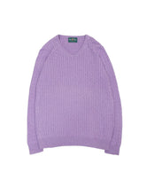 画像をギャラリービューアに読み込む, &quot;ALAN PAINE&quot; CABLE V-NECK COTTON CASHMERE KNIT SWEATER
