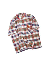 Load image into Gallery viewer, 60&#39;S &quot;PERMANENT PRESS&quot; COLLARLESS MODIFIED S/S MADRAS CHECK SHIRT
