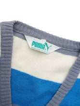 Load image into Gallery viewer, 80&#39;S &quot;PUMA&quot; V-NECK STRIPE KNIT SWEATER MADE IN ITALY
