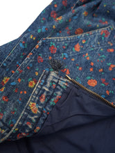 画像をギャラリービューアに読み込む, 80&#39;S UNKNOWN FLOWER PATTERN ZIP UP DENIM JACKET
