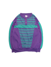 画像をギャラリービューアに読み込む, 80'S UNKNOWN STRIPE DESIGN HENRY NECK SWEATSHIRT
