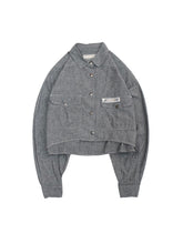 画像をギャラリービューアに読み込む, 90&#39;S &quot;KRIZIA JEANS&quot; CROPPED CHAMBRAY TRUCKER JACKET
