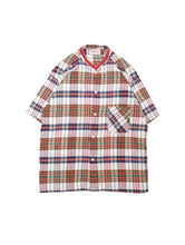 Load image into Gallery viewer, 60&#39;S &quot;PERMANENT PRESS&quot; COLLARLESS MODIFIED S/S MADRAS CHECK SHIRT
