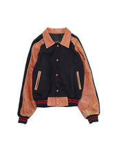 画像をギャラリービューアに読み込む, 80-90'S "BOZO" LEATHER SWITCHING COLLARED AWARD JACKET
