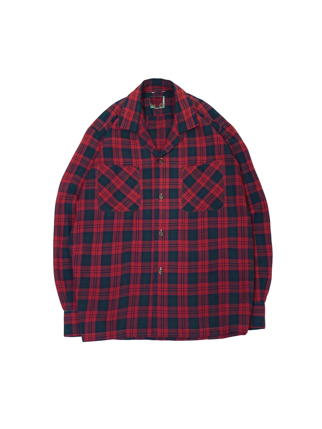 50'S UNKNOWN OPEN COLLAR CHECK SHIRT