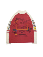 画像をギャラリービューアに読み込む, 70~80&#39;S &quot;SPALDING&quot; FOOTBALL LEAGUE PRINTED SLEEVE MOCK NECK L/S TEE
