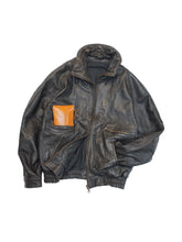 Load image into Gallery viewer, 80-90'S UNKNOWN EURO HIGH NECK LEATHER BOMBER JACKET
