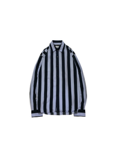 画像をギャラリービューアに読み込む, 90&#39;S &quot;agnes b. homme&quot; STRIPE BROADCLOTH SHIRT
