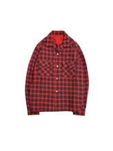 画像をギャラリービューアに読み込む, 60&#39;S UNKNOWN OPEN COLLAR PLAID WOOL NEL SHIRT
